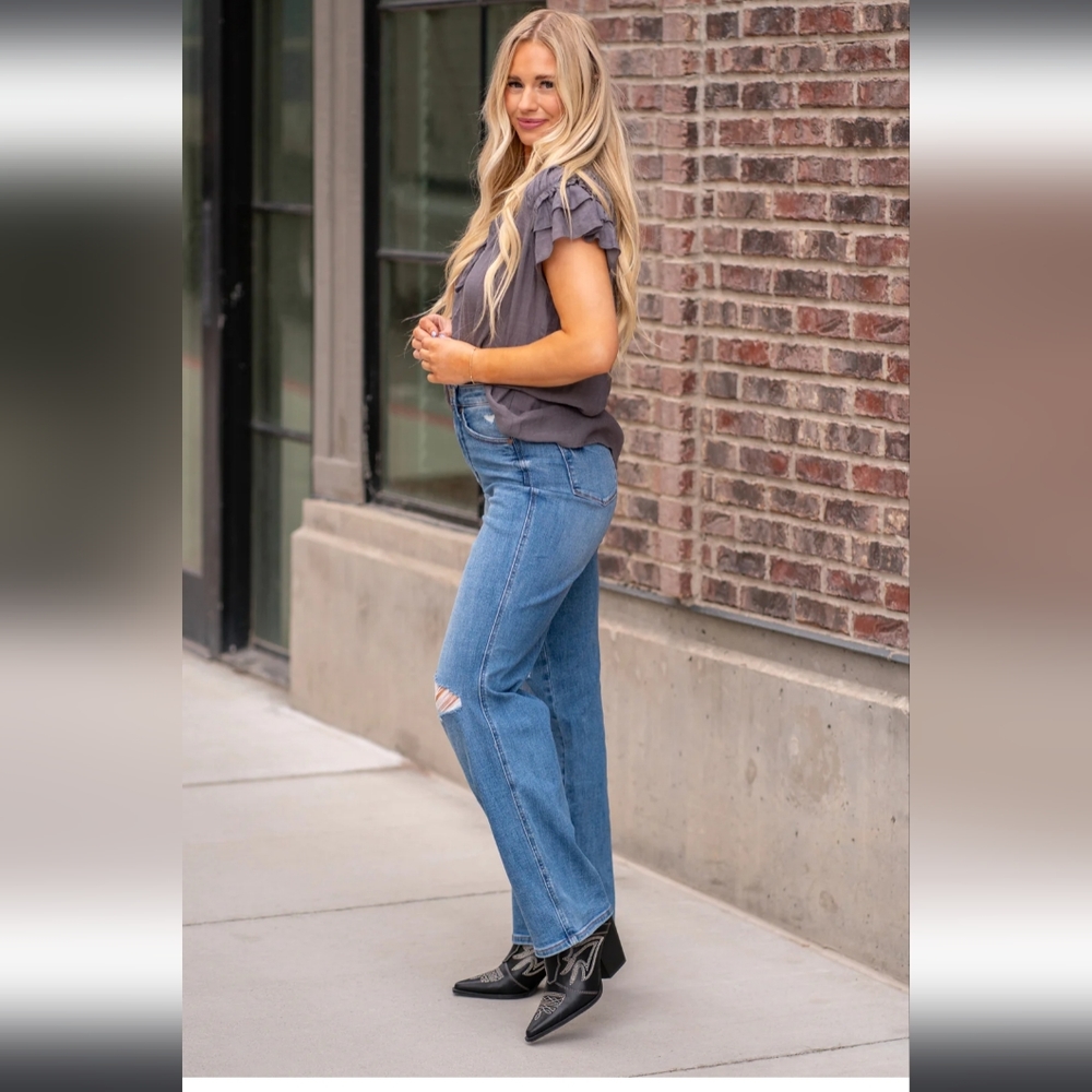 Judy Blue Tummy Control Top High Rise Straight Jeans - Picture 7 of 12